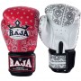 Raja Boxing "Indian Cloth" Боксерские Перчатки Тайский Бокс Белые с Красным